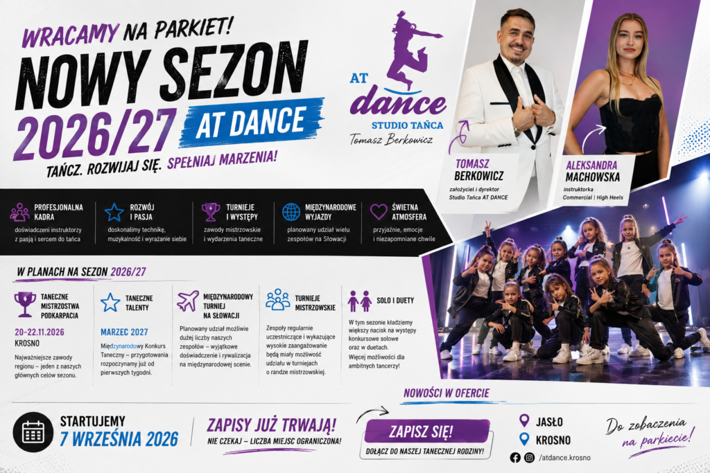 Nowy sezon AT DANCE 2026/27 – zajęcia taneczne Jasło i Krosno