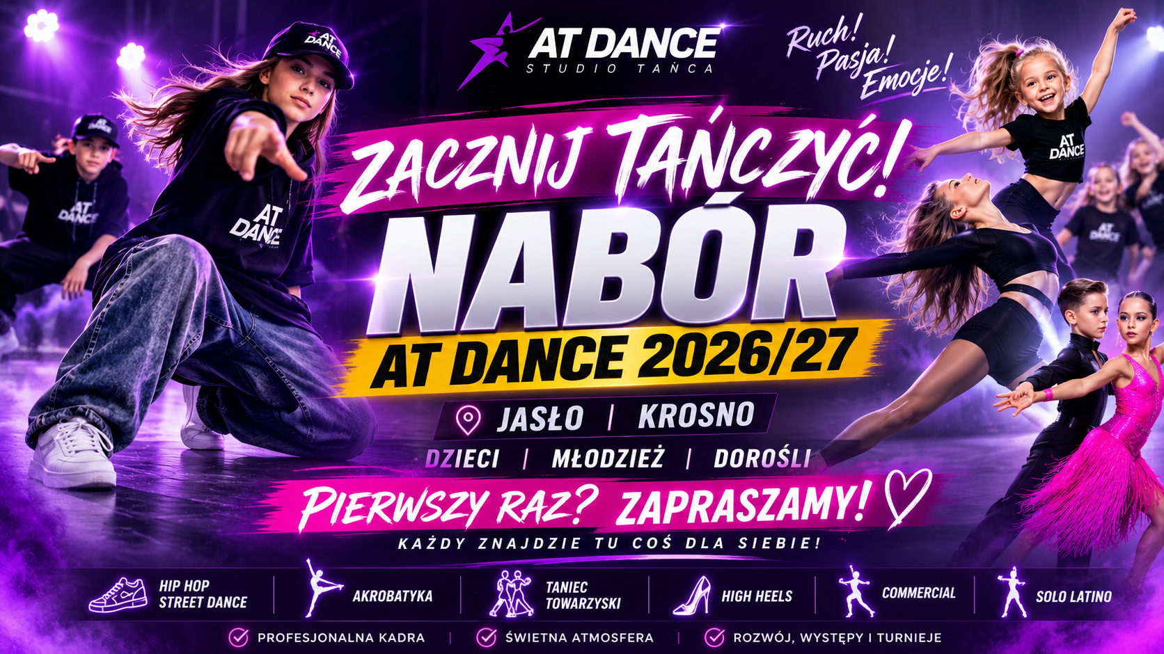 Zajęcia taneczne dla dzieci, młodzieży i dorosłych w Jaśle i Krośnie – AT DANCE